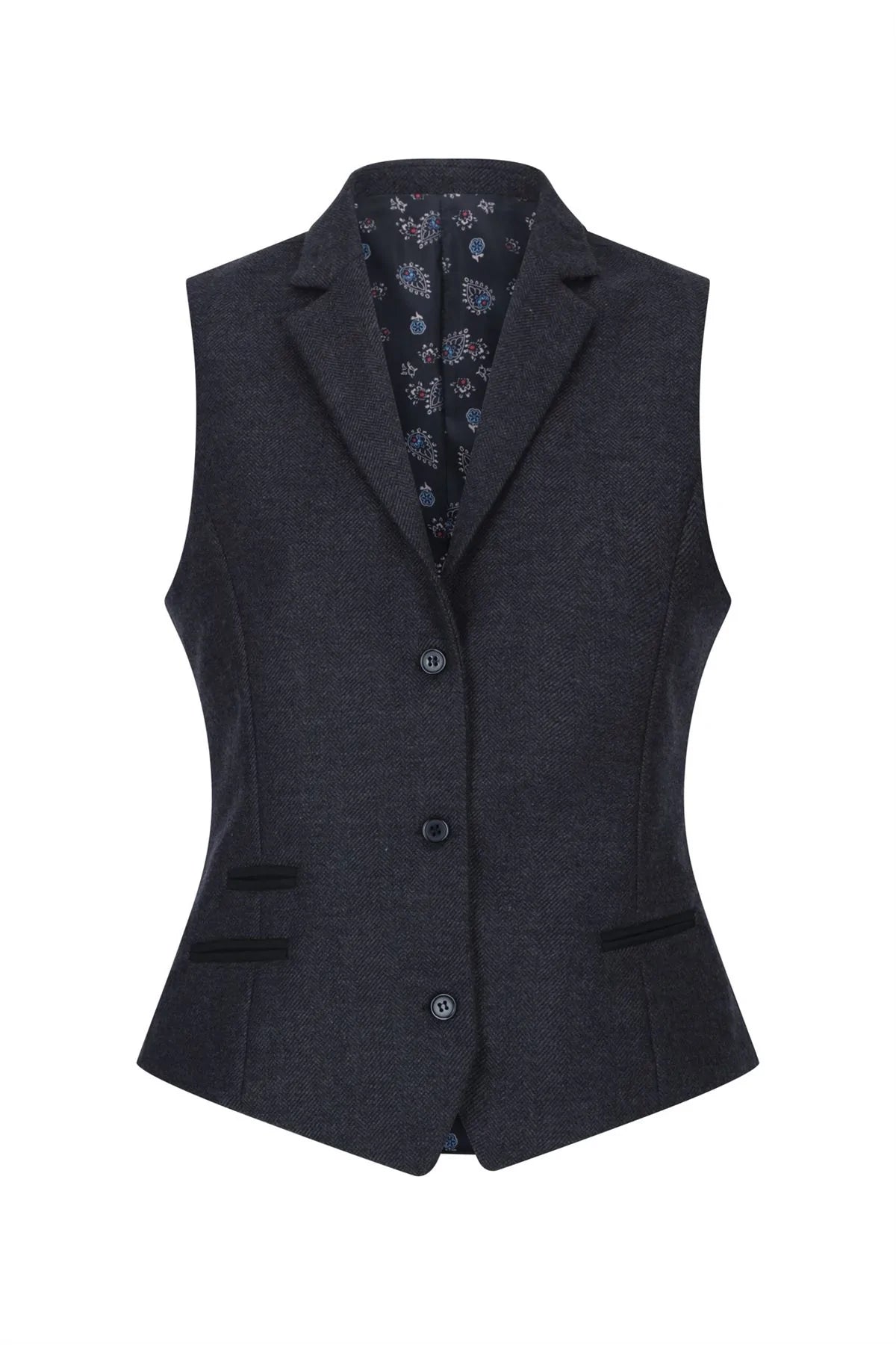 Ženski črni telovnik iz tvida, volnene barve, klasičen, eleganten in casual, vintage, 1920-ta leta